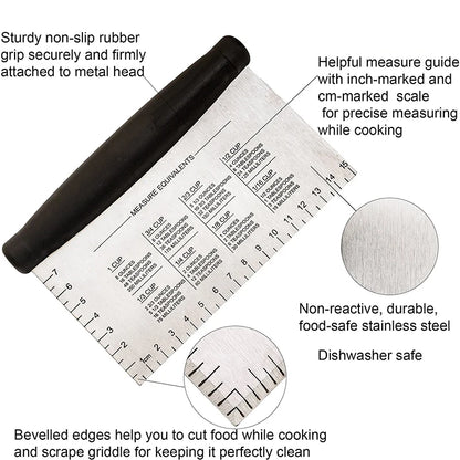 Sourdough Dough Cutter and Bench Scraper with Measurements