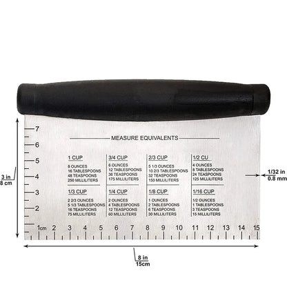 Sourdough Dough Cutter and Bench Scraper with Measurements